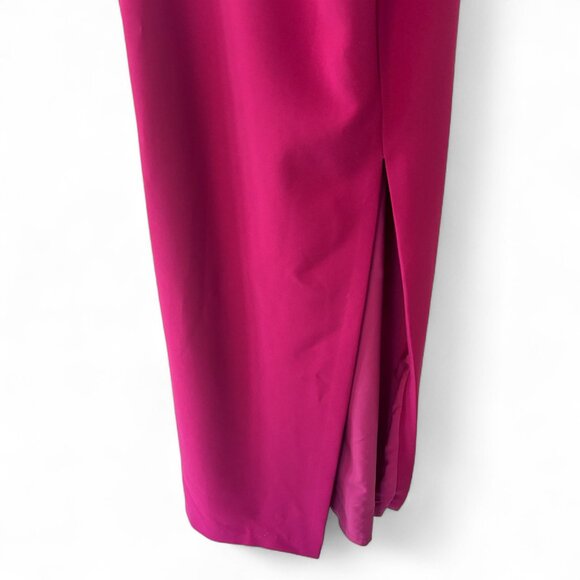 Nicole Miller Sz 0 Hot Pink Crepe Strapless Sweetheart Formal Gown - Picture 5 of 8